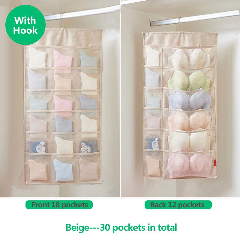 Underwear Storage Bag Wall-mounted Hanging Bag Bra Socks Storage Bag Wardrobe Dormitory Hanging Fabric Storage Artifact Dust-proof Storage Bag