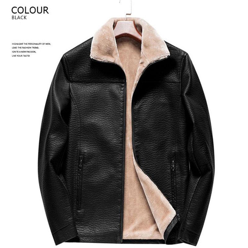 Autumn and Winter Plus Velvet Men's Leather Men's Jackets Korean Version of The Trend of Thickening Warm Fur One Men's Leather Jacket