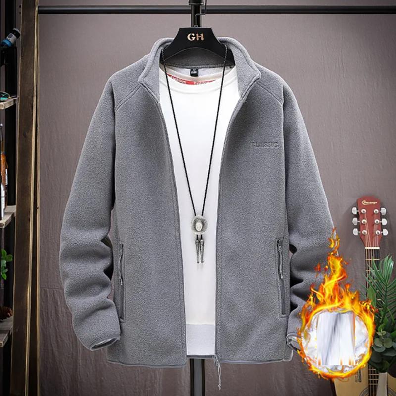 Men's Sweater Thickened Polar Fleece Young and Middle-aged Stand-up Collar Cardigan Fleece Men's Sweatshirts