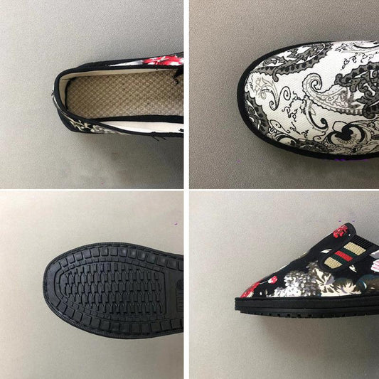 Old Beijing Handmade Men's Cloth Shoes Printed Trend Canvas Shoes Peas Footwear