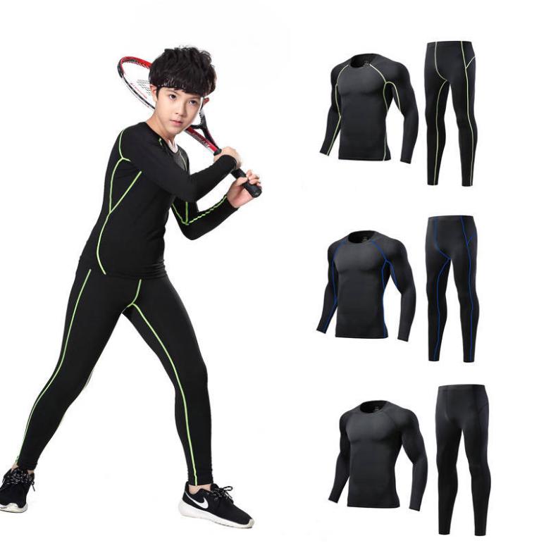 Boys Running Children Fitness Sets Gym Clothing Men Training Tights Jogging Sports Compression Wear