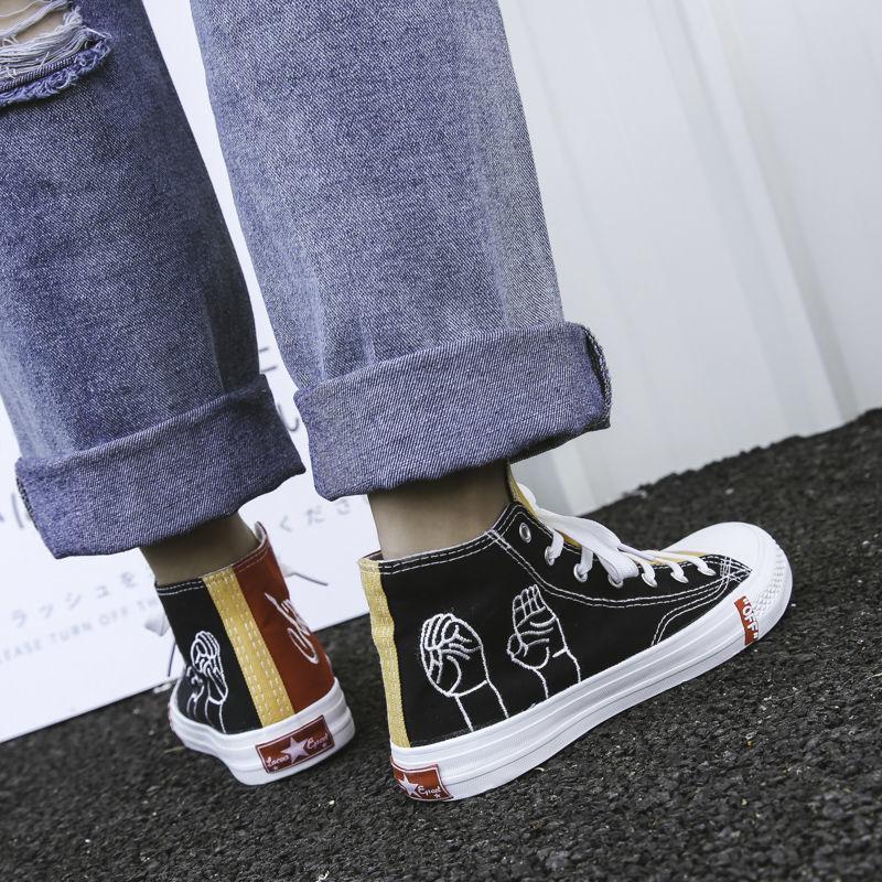 Couple Shoes Fashion Women Canvas Shoes High Top Sneakers Men Flats Shoes White Black Casual Shoes Tenis Feminino