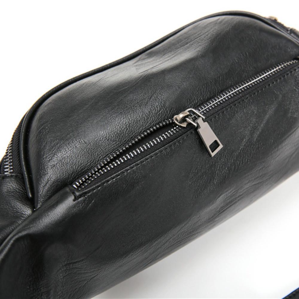 Casual Waist Bag Couple Leather Stitching Chest Bag Mobile Phone Bag Outdoor Sports Shoulder Bag