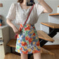 Female Simple High Waist Short Flower Print Holiday Skirt Slim Elegant Vacation A-line Streetwear Skirt
