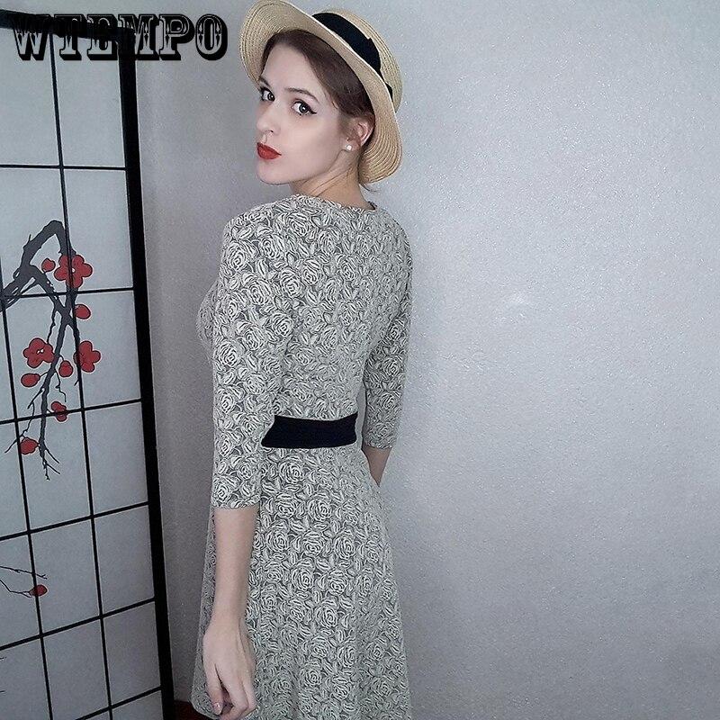 Rose Floral Dresses for Women V Neck Slim Big Hem Short Sleeve Dress Boho Maxi Dresses Spring Autumn Casual Female Clothes