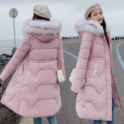 Middle and Long Student's Korean Loose Waist Cotton Padded Clothes Cotton Padded Jacket Slim Multicolor Bread Clothes