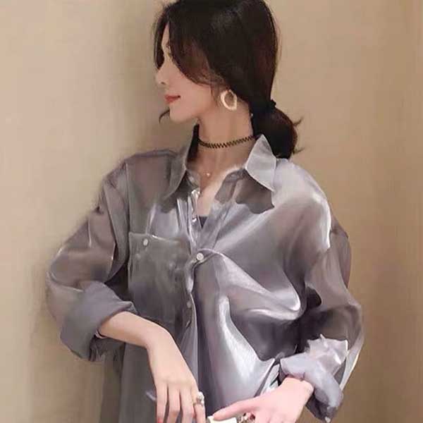 White Shirt Blouse Women Chemise Femme Blusas Women's Mesh Chiffon Clothing Summer Silk Shawl Cardigan
