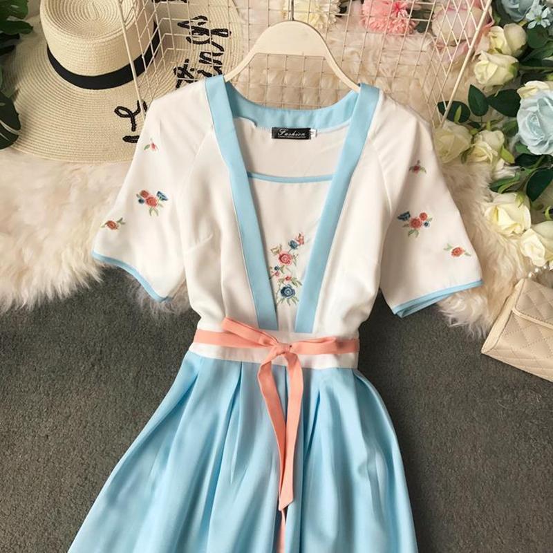 Summer Dress Improved Hanfu Daily Chinese Element Female Ancient Costume Student Fresh and Elegant Fairy Chinese Style Dress Ancient Style