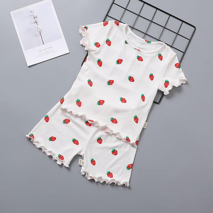 Two-piece Suit Children's Summer Thin Short-sleeved Pajamas Set Children's Home Service Girl's Baby Air-conditioned