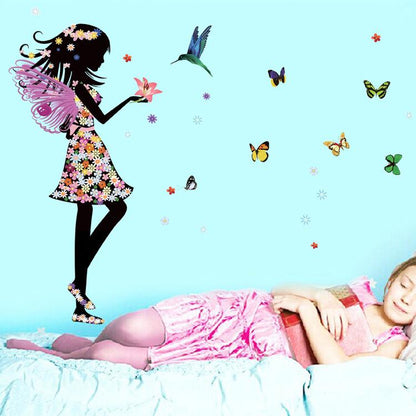 Color butterfly dream princess children kindergarten decorative wall sticker flying girls with wings
