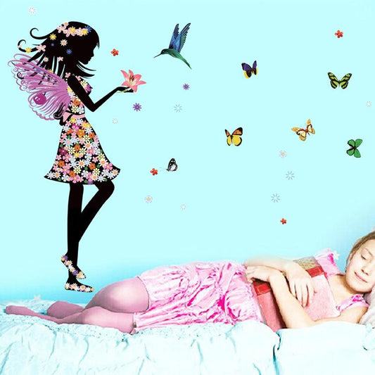 Color butterfly dream princess children kindergarten decorative wall sticker flying girls with wings