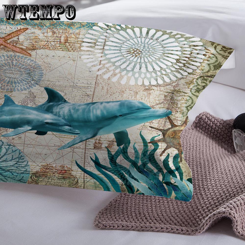 Dolphin Cover Ocean Coverlet Doona Cover Mandala Romantic Soft  AU Double, AU King