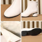 Women's Shoes Autumn and Winter Plus Velvet All-match Thick with Round Toe Half Tube Martin Boots Leather Boots