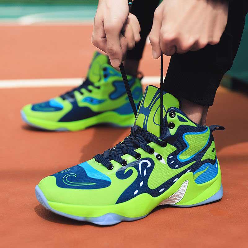 38-44 Men Mesh Sneakers Wear-resistant Basketball Shoes Deodorant Comfortable High-top Running Shoes