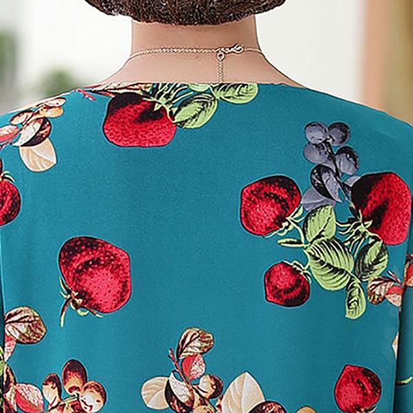 Chiffon Dress Loose Large Size Short Sleeve Summer Middle-aged Women's Dress