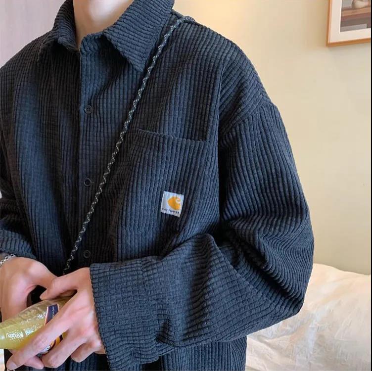 Waffle Corduroy Shirt Men's Spring and Autumn Loose Trend Jacket Handsome High-end Shirt Jacket