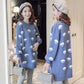 Fall/Winter Maternity Dress Long Sleeve Loose Fashion Top Color Block Round Neck Sweater