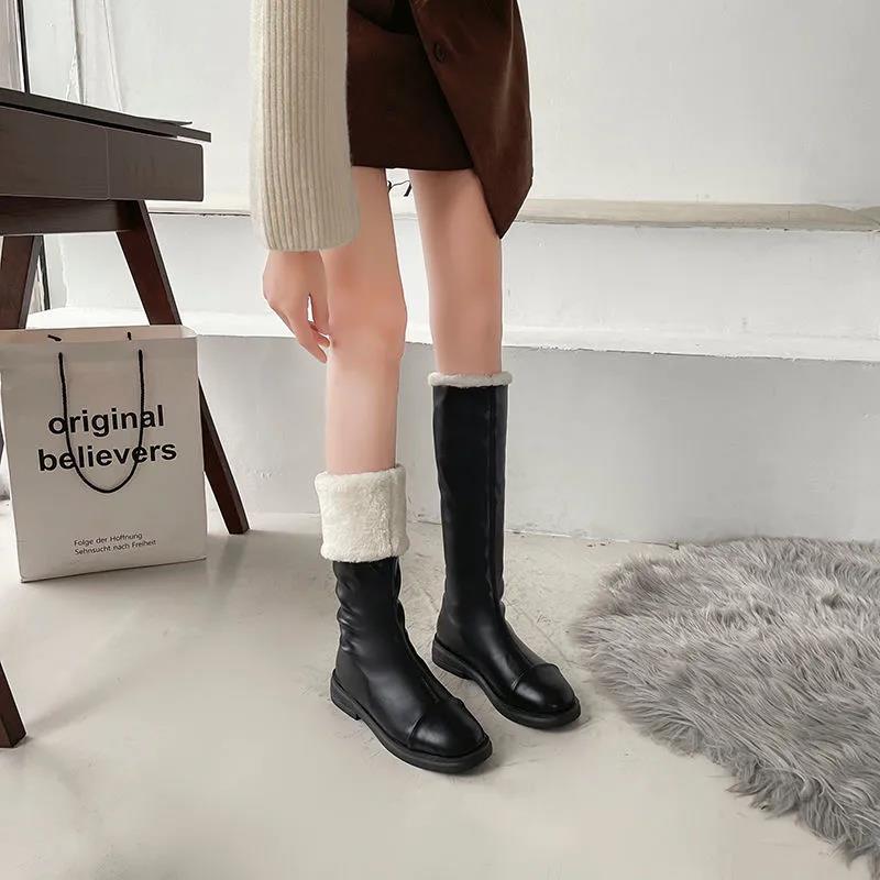 Cotton Boots Women's Winter Warm Style Plus Velvet Thick Snow Boots All-match Short Mid-high Boots