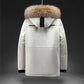 Winter Men's White Duck Down Jacket Korean Version Loose Thickening Trend Tooling Short Hooded Large Fur Collar Large Size Jacket