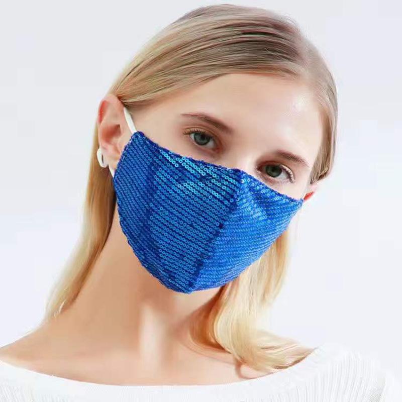Ladies Cotton Sequin Masks Fall Winter High Quality Masks Warm Anti-smog Masks Solid Cotton Breathable Masks Adult Windproof Holiday Party Masks