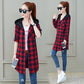 Boutique Plaid Jacket Women Hooded Windbreaker Trendy Slim Thin Coat Casual Comfort Top for Youth