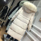 Fashion Trend Loose Casual Hooded Fur Collar Women's Down Jacket Autumn and Winter Plus Velvet Thickening Warm White Duck Down Jacket