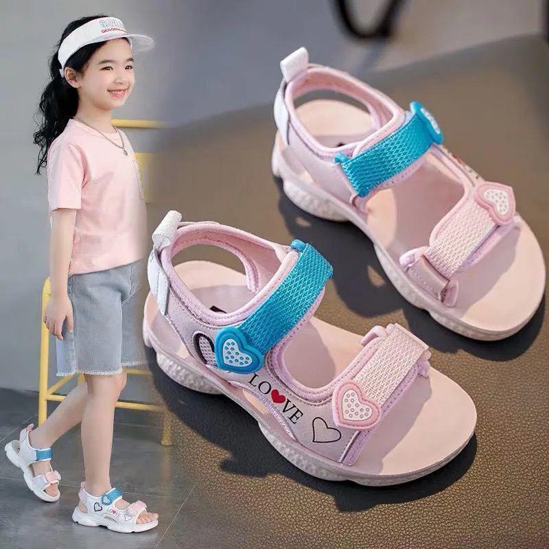 Girls' Sandals  Summer Big Children's Fashion Princesses Little Girls Soft Bottom Non-slip, Open Toe Lightweight  Breathable Children's Beach Sandals