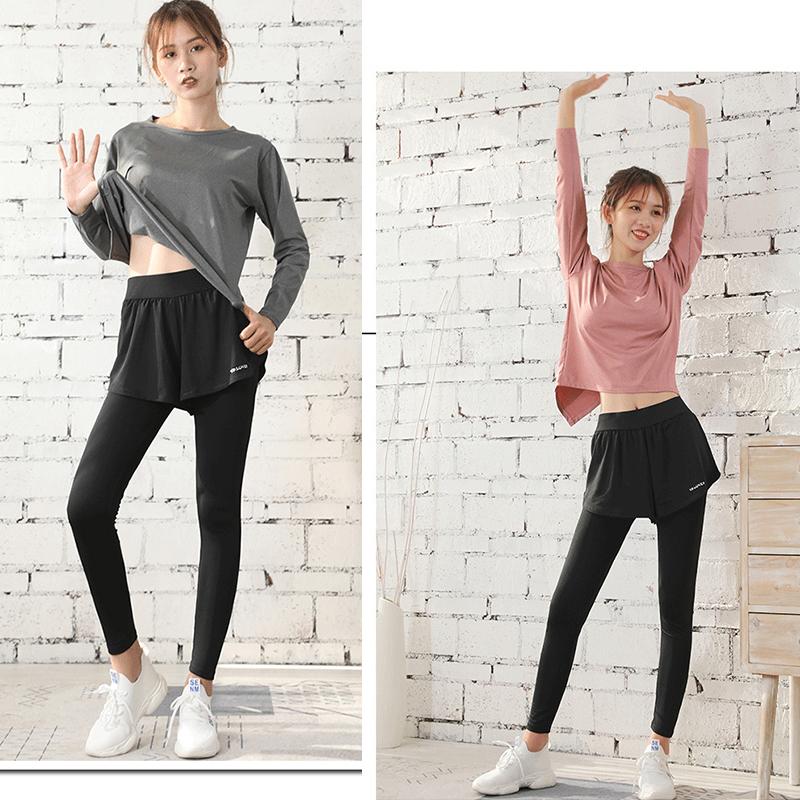 Women's 2PCS Garment Suit Professional Gym Sports Fitness Suit Quick Dryer Loose Slim Fit Large Size Suit Split Top Slim Pants Running Sets
