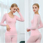 Women Winter Autumn Thermal Underwear Lace O-neck Female Tight Suit Thicken Windproof Comfortable Soft Lining Long Sleeve High Elasticity Tracksuit