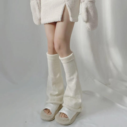 Autumn and Winter Warmth Color Slim Horn Wide-legs Millennium JK Wool Knee Pads Warm Thin Leg Legs Set Sock Set
