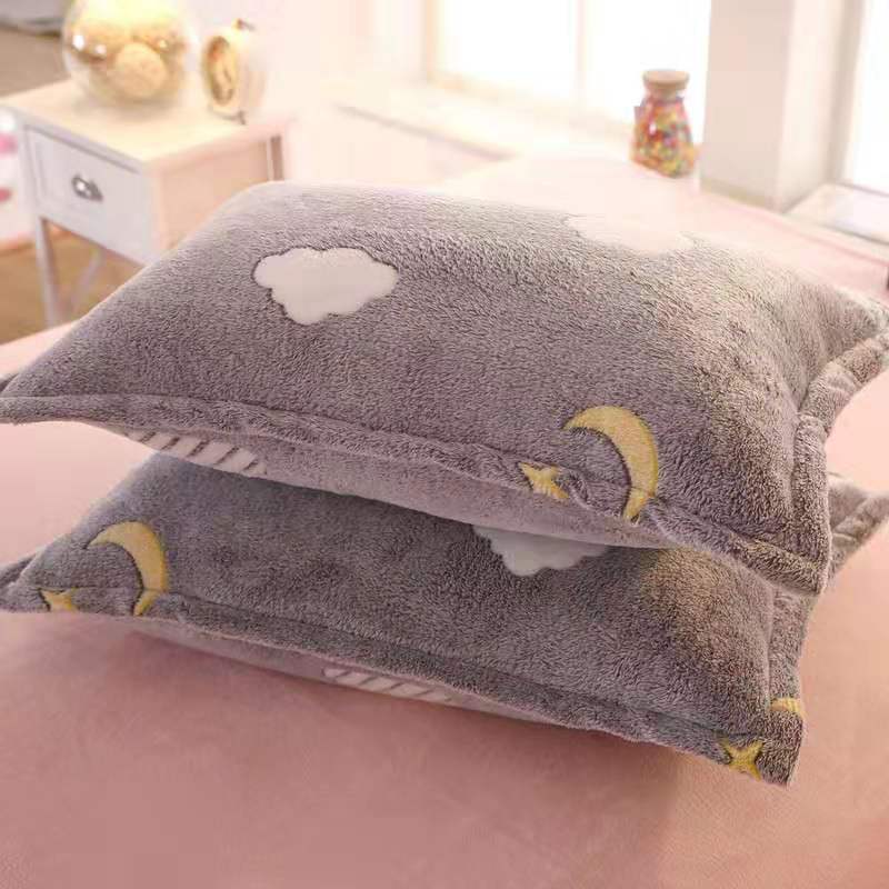 Snow Fleece Adult Pillowcase A Pair of Thickened Double-sided Fleece Dormitory Coral Fleece Pillowcase Bedding