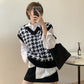 Women Loose Knitted Vest Sweater Girls V Neck Sleeveless Thick Vintage Sweater Female Waistcoat Chic Tank Tops All-match Short Pullover Vest Outerwear