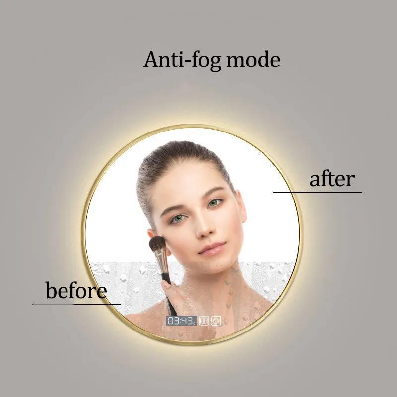 Smart Bath Mirrors No Need To Punch LED Aluminum Frame Round Bathroom Mirror Wall Mounted Mirror with Light