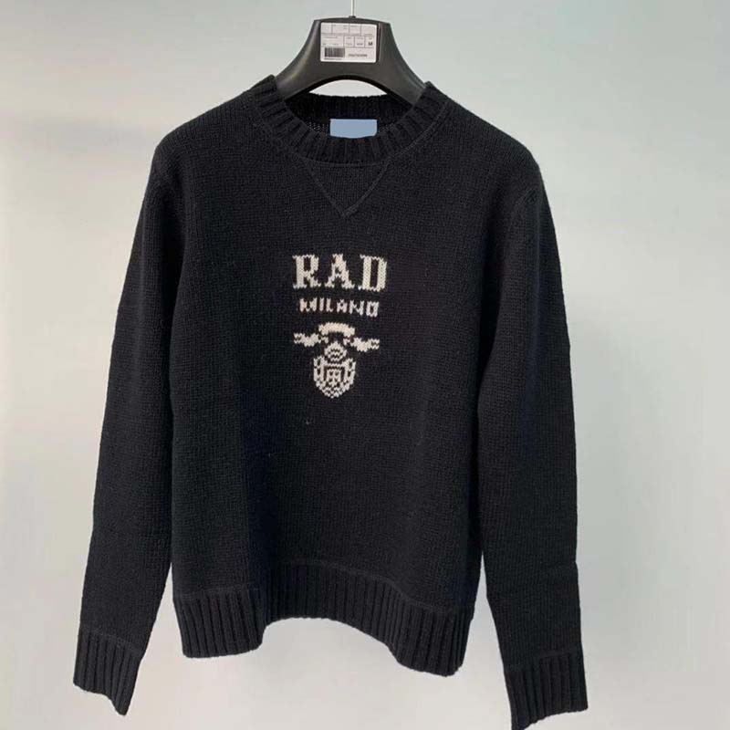 Autumn and Winter Letter Jacquard Loose Round Neck Casual Short Cardigan Women's Sweater