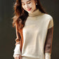 Turtleneck Color-blocking Split Sweater Women Autumn  Winter Women's Clothing Loose-fitting All-match Bottoming Sweater