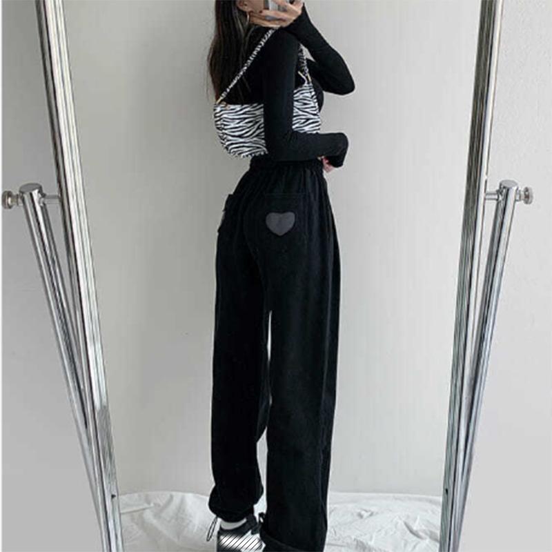Love Labeling Drawstring Leggings Women's Spring and Autumn Solid Color Loose Casual Sports Pants High Waist Straight Sweatpants Tide