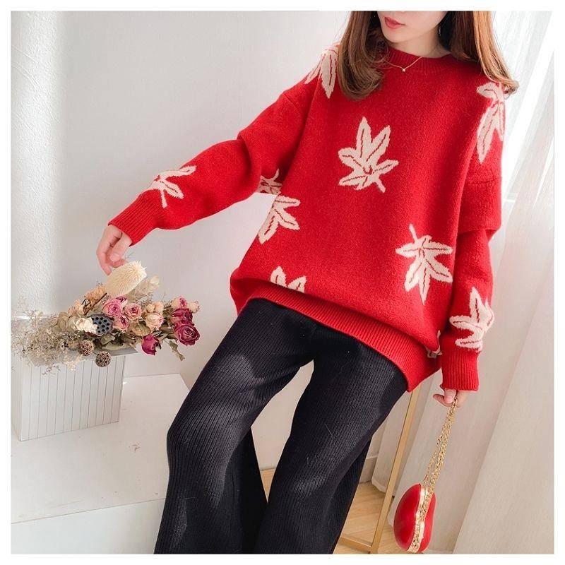 Autumn and Winter Knitted Jacquard Pullover Sweater Thickened Round Neck Loose Sweater