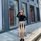 Autumn and Winter High Waist Retro Geometric Pattern A-line Skirt Female Ethnic Style Tassel Knitted Skirt Mid-length Exotic Style