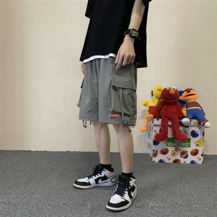 Workwear Shorts Men's Summer Straight Five-point Pants Students All-match Loose Drawstring Wide-leg Pants