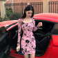 Long-sleeved Chest Showing Sexy Big Waist Waist Flocking Bag Hip INS Dress