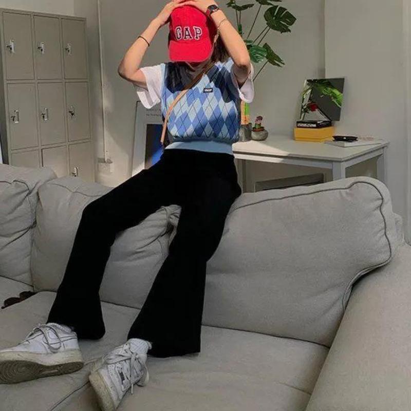 Short British Style Blue Knit Sweater Vest Vest Women Loose All-match Sleeveless Top Women's Thin Sweater College Style Casual Style