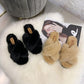 Women's Fluffy Slippers for Autumn and Winter Outer Wear Flat All-match Shoes