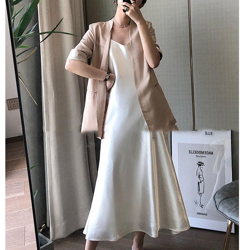 Sexy A-line Skirt Female Long Pajamas Skirt Spring and Summer Korean Style Temperament Satin Satin Dress