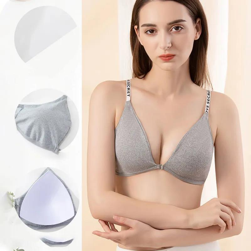 Korean Thin Section Breathable Skin-friendly Triangle Cup Front Buckle No Steel Ring Sling Vest Wrap Chest Women's Underwear Bra