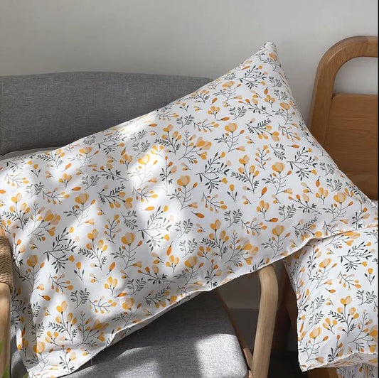 Two-pack of Twill Cotton Pillowcase Pastoral Style Floral Pillow Core Set Double Bed Bedding Set