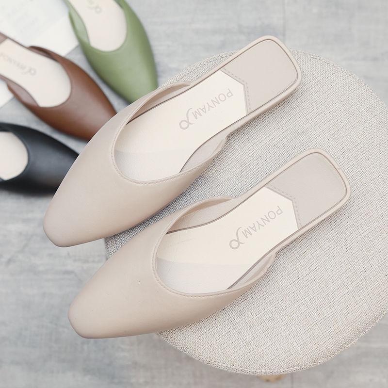Korean Fashion Half Slippers Female Summer Wear Baotou Net Red Chic Lazy Single Shoes Wild One Pedal Female Slippers
