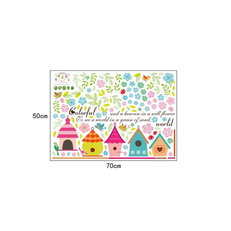 [Wall sticker ]Colorful House Flower Wall Stickers For Kids Rooms Baby Room Nursery Kitchen Living R