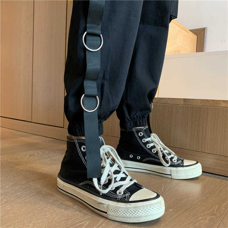 Pants Female Loose and Thin BF Overalls Female Korean Version Ins Harajuku Style Beam Leg Pants Small Wide Leg Black Tide