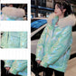 Women's Glossy Loose Down Jacket Mid-length Korean Thick Coat Warm Cotton Coat with Big Fur Collar Winter Quilted Jacket