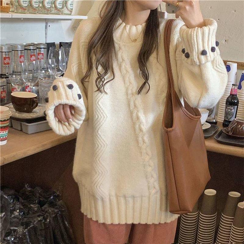 Sweater Woman Twist Pullover Knitwear Korean Lady Style Loose Solid Color Top Trending Purple Sweater Autumn and Winter Jumper